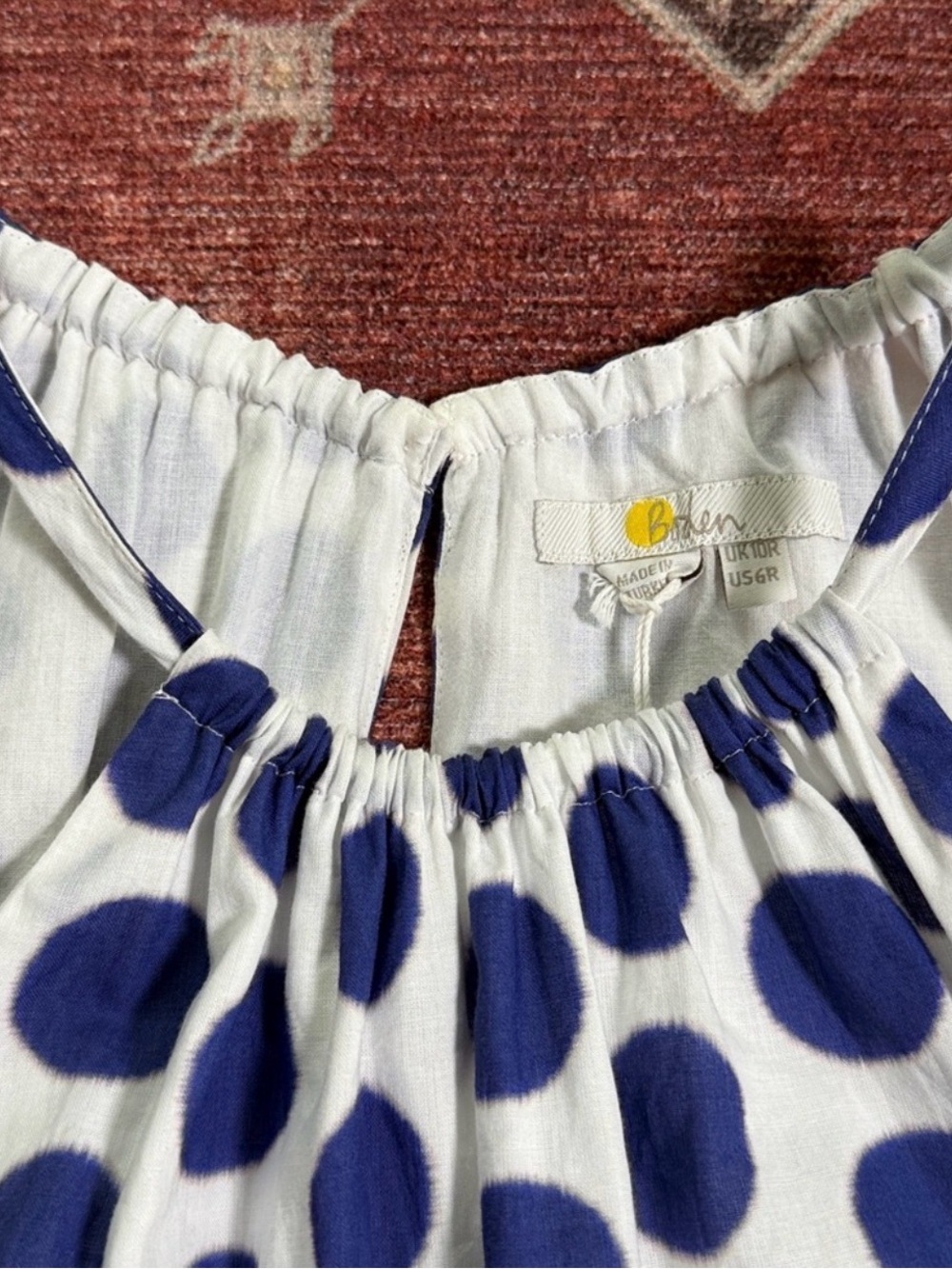 Boden White Halter Mini Dress with Blue Polka Dots - Picture 3 of 16